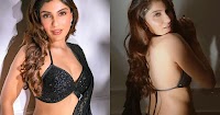 ishita raj black saree tiny blouse cleavage backless