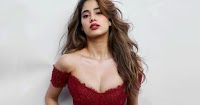 janhvi kapoor red dress cleavage curvy indian actress