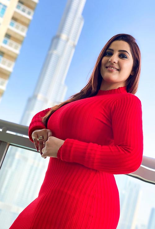 Neetu Singh curvy punjabi actress red dress