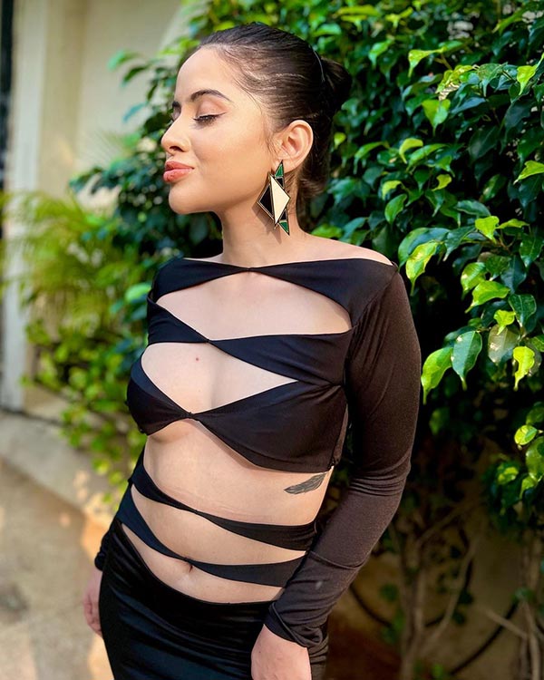 Urfi Javed black cutout dress