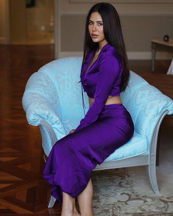 Sonam bajwa hot purple outfit photoshoot Sonam bajwa hot purple outfit photoshoot