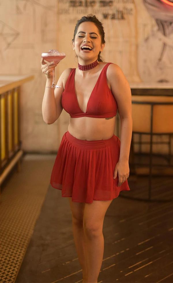 Urfi Javed red short skirt indian instagram model