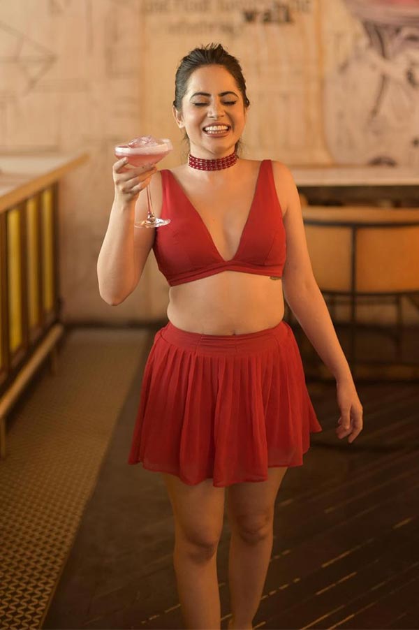 Urfi Javed red short skirt indian instagram model