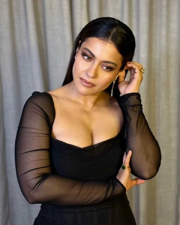 kajol cleavage bodycon dress curvy figure