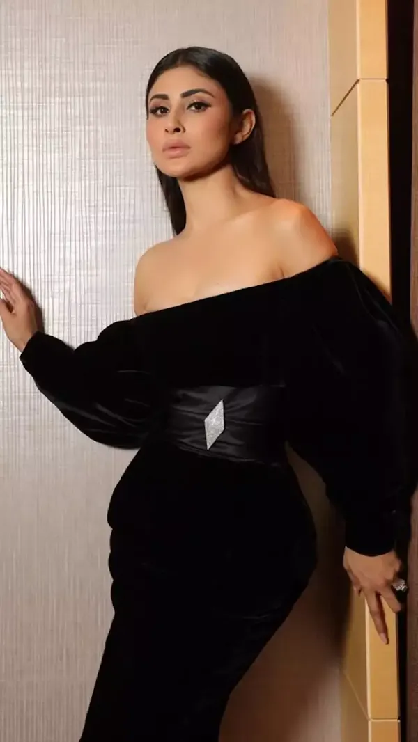 mouni roy cleavage off shoulder black dress mouni roy cleavage off shoulder black dress