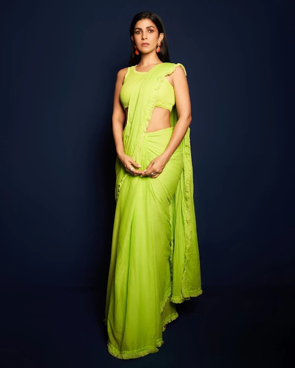 nimrat kaur neon green saree bollywood actress nimrat kaur neon green saree bollywood actress