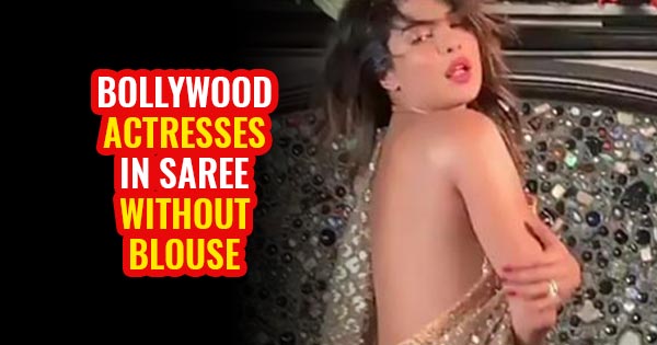 Indian actress saree without blouse