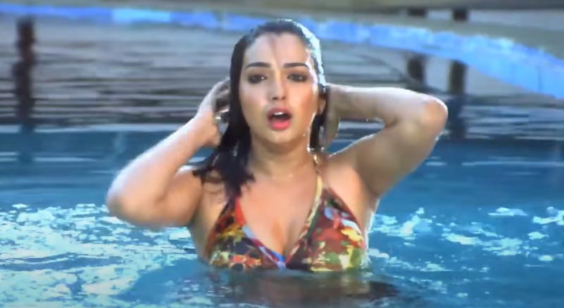 Amrapali dubey swimsuit sexy curvy body