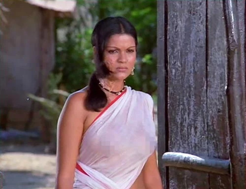 Zeenat Aman Indian actress saree without blouse