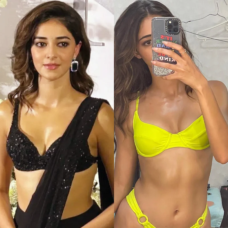 Ananya Panday saree vs bikini hot actress Ananya Panday saree vs bikini hot actress