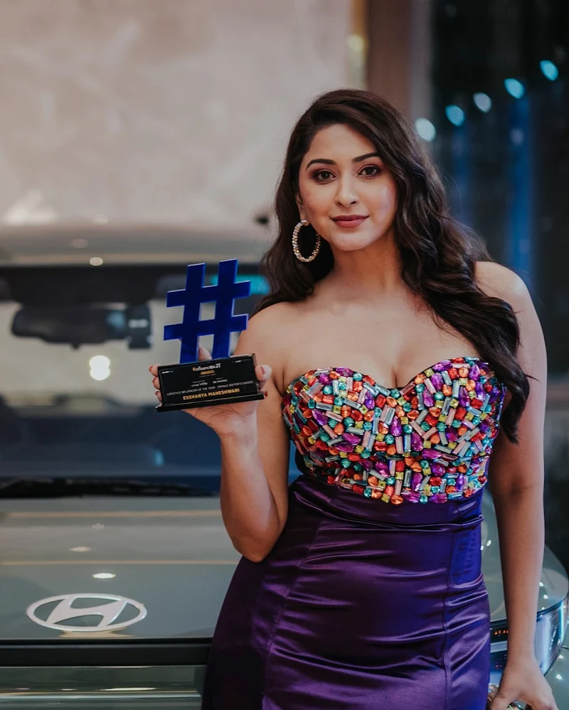 esshanya maheshwari cleavage off shoulder top skirt