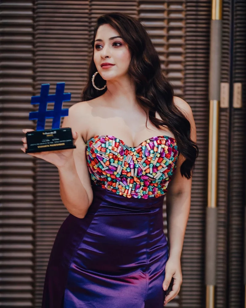 esshanya maheshwari cleavage off shoulder top skirt