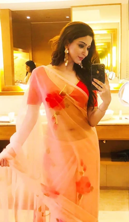 Esshanya Maheshwari navel saree hot selfie curvy actress Esshanya Maheshwari navel saree hot selfie curvy actress