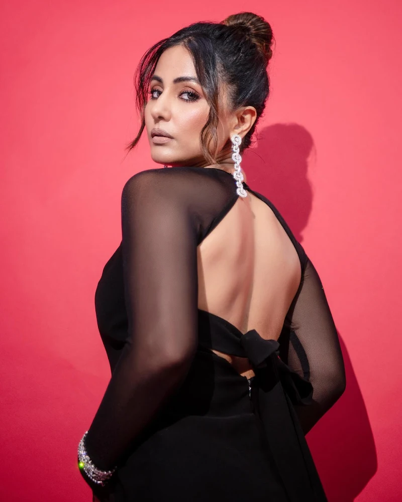 Hina Khan backless black dress gold awards 2023 Hina Khan backless black dress gold awards 2023
