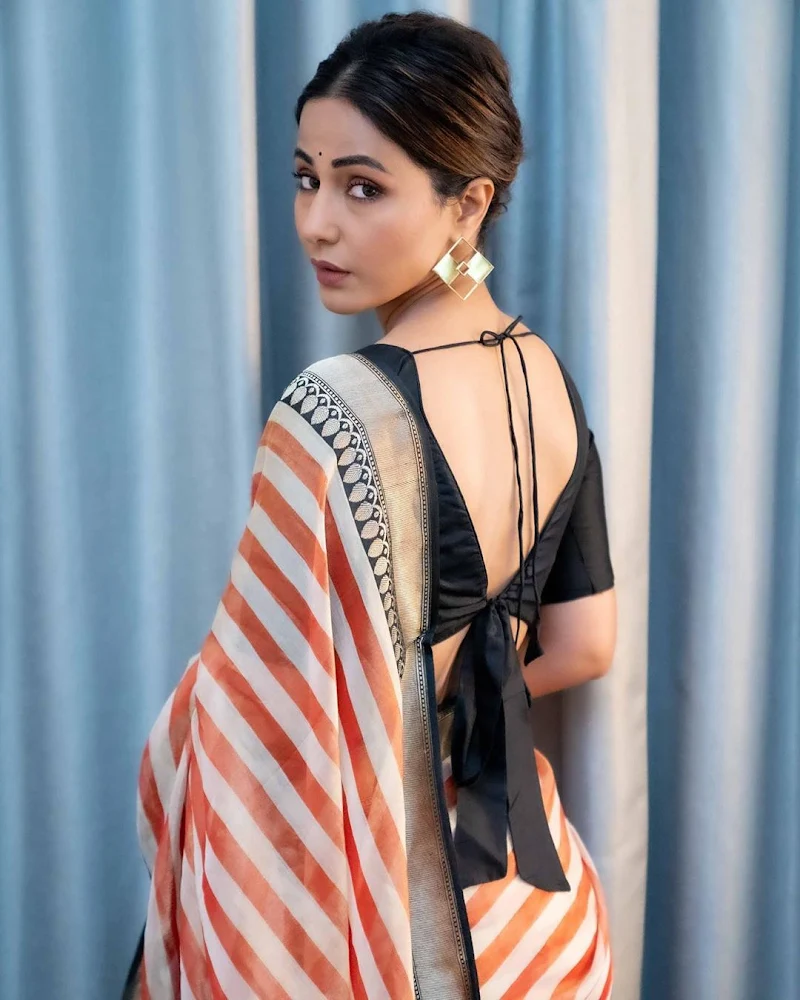 Hina Khan backless blouse saree tv actress Hina Khan backless blouse saree tv actress