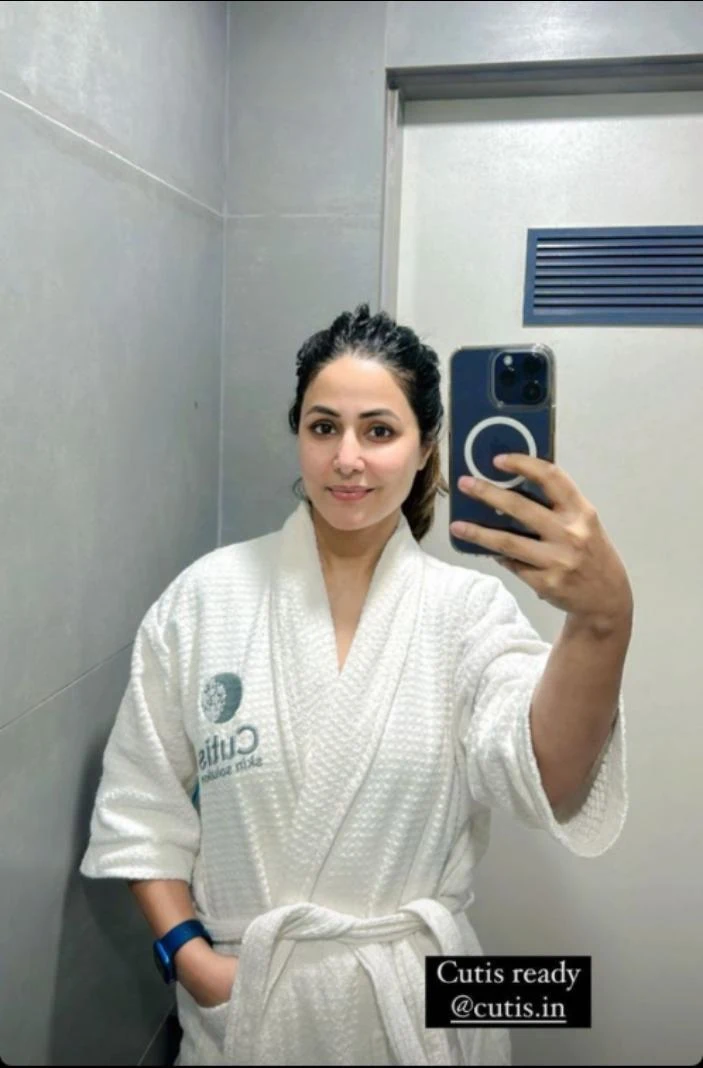 Hina Khan bathrobe indian tv actress Hina Khan bathrobe indian tv actress