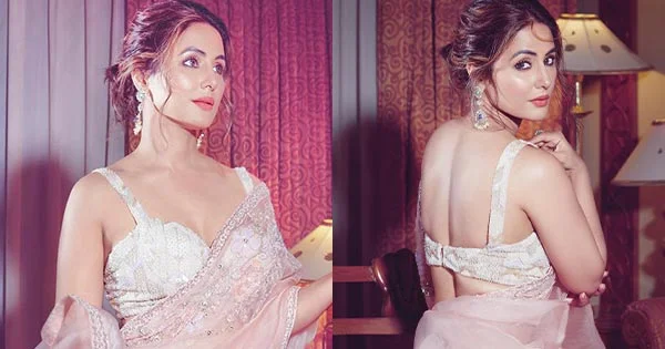 Hina Khan saree hot actress Hina Khan backless saree hot actress