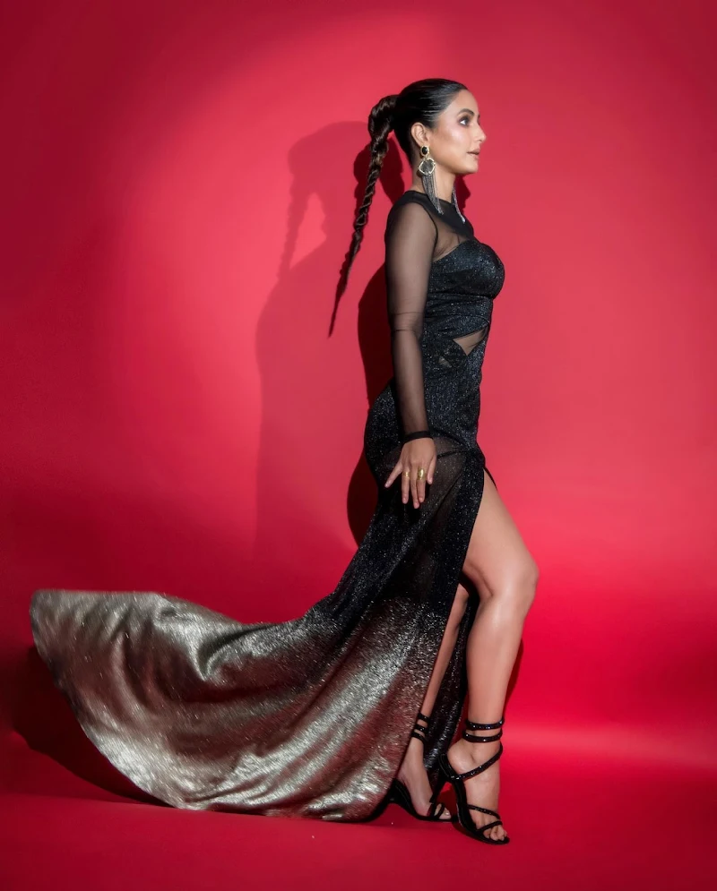 Hina Khan sexy legs sheer black dress Hina Khan sexy legs sheer black dress