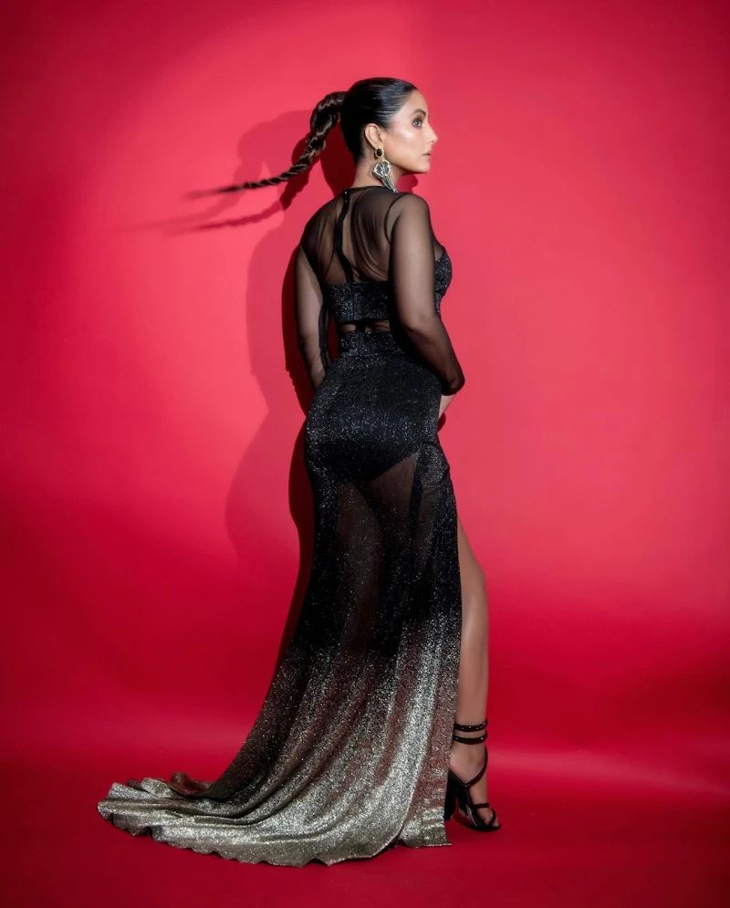 Hina Khan sexy legs sheer black dress Hina Khan sexy legs sheer black dress