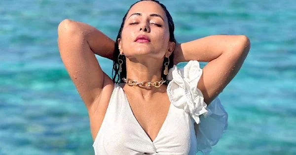 hina khan white bikini swimsuit cleavage sexy legs hina khan white bikini swimsuit cleavage sexy legs