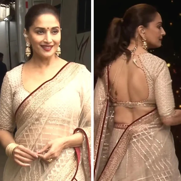 madhuri dixit backless saree hot actress madhuri dixit backless saree hot actress