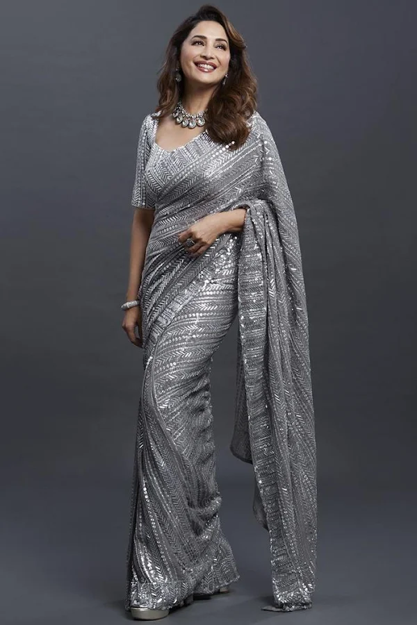madhuri dixit silver saree hot bollywood actress madhuri dixit silver saree hot bollywood actress
