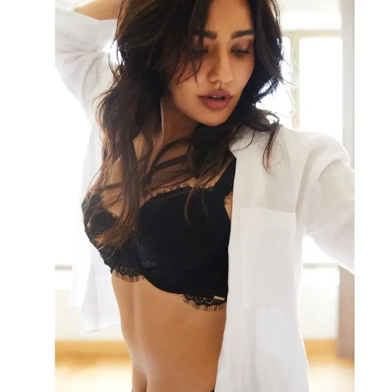 Neha Sharma black bra white shirt Neha Sharma black bra white shirt