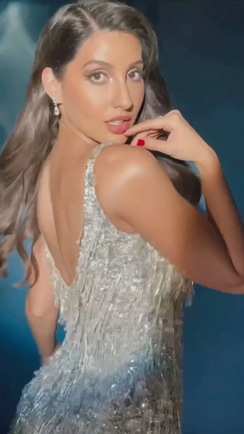 nora fatehi curvy sexy body tight backless dress nora fatehi curvy sexy body tight backless dress