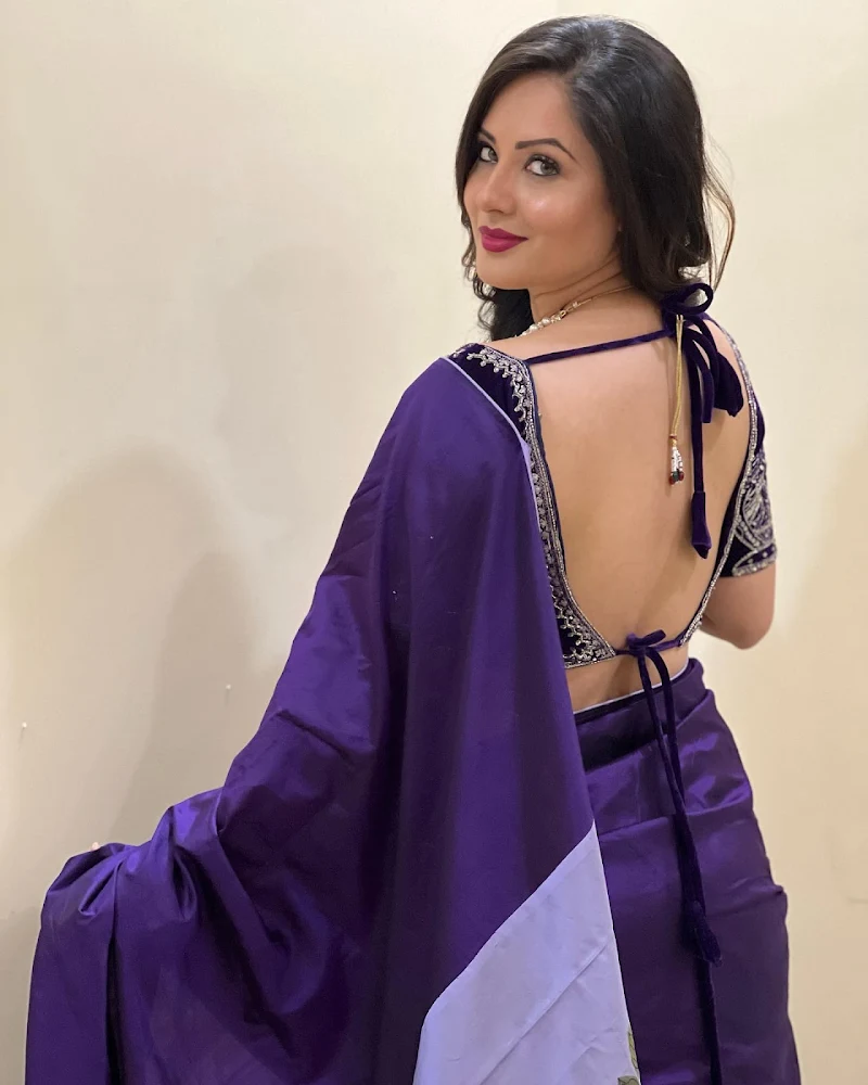 puja banerjee saree backless blouse tv actress