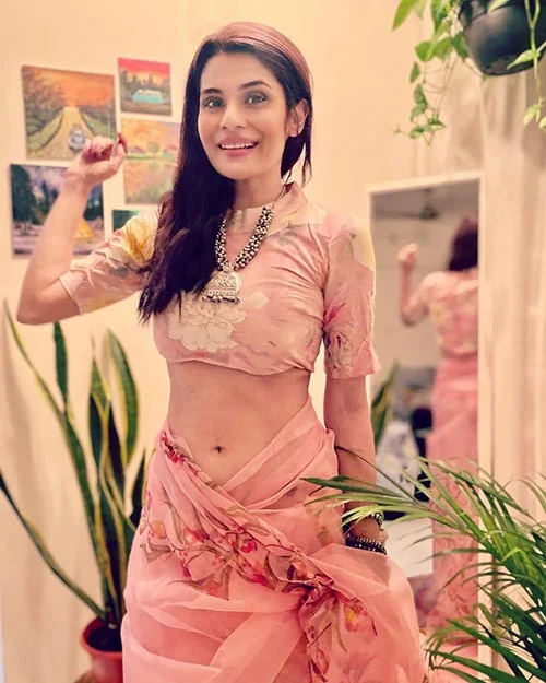 shamin mannan saree hot tv actress