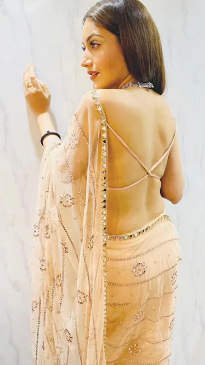 Surbhi Chandna backless blouse saree tv actress Surbhi Chandna backless blouse saree tv actress