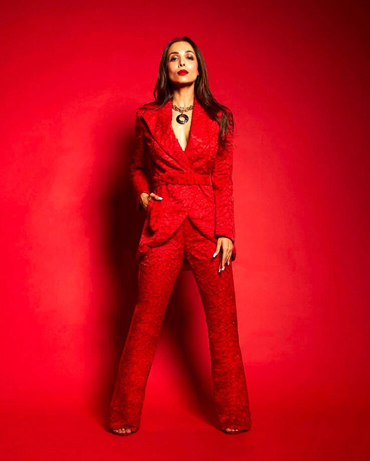 Tara Sutaria red pantsuit hot bollywood actress