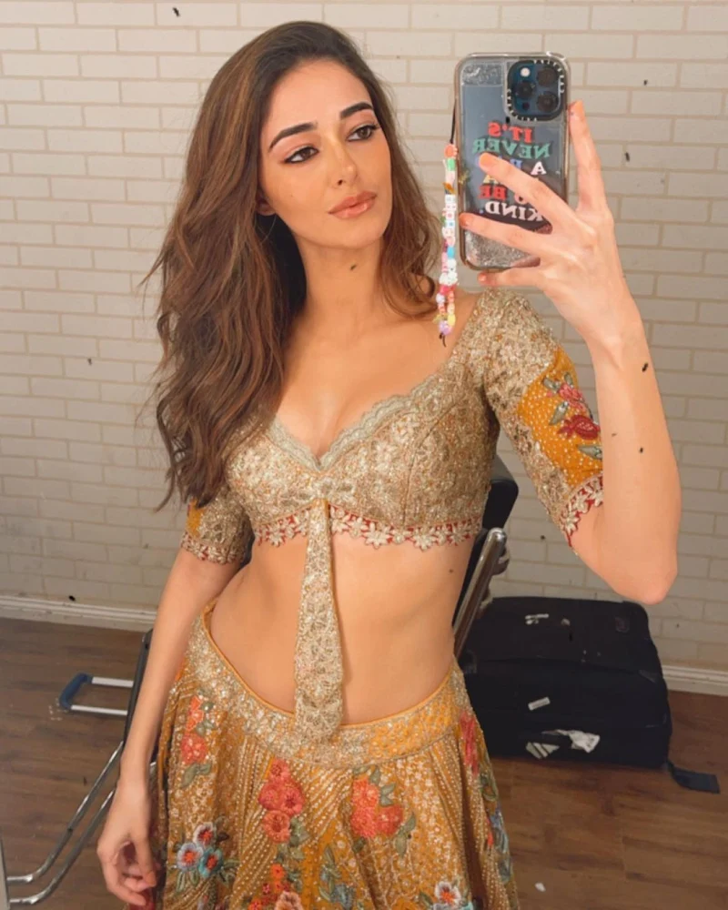 Ananya Panday cleavgae indian outfit