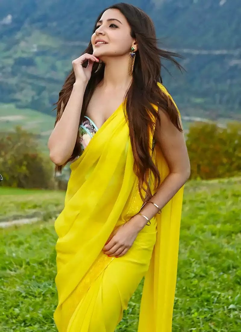 anushka sharma yellow saree bollywood actress
