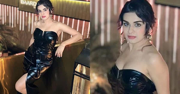 Avneet Kaur latex black dress