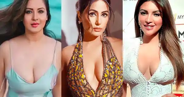 busty indian tv actress cleavage deep neckline dress