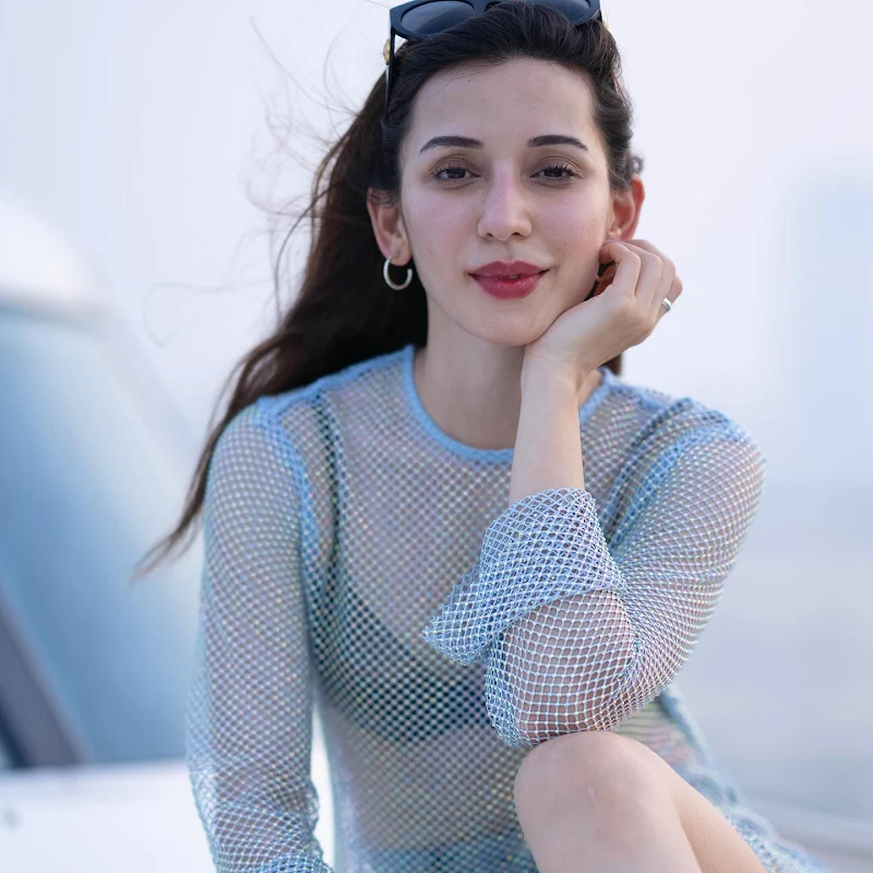 Heli Daruwala black bikini top mesh dress Heli Daruwala black bikini top mesh dress