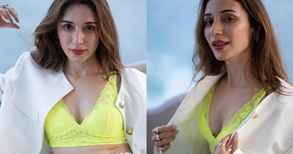 Heli Daruwala in skimpy bralette with white jacket looks simply stunning – see photos.