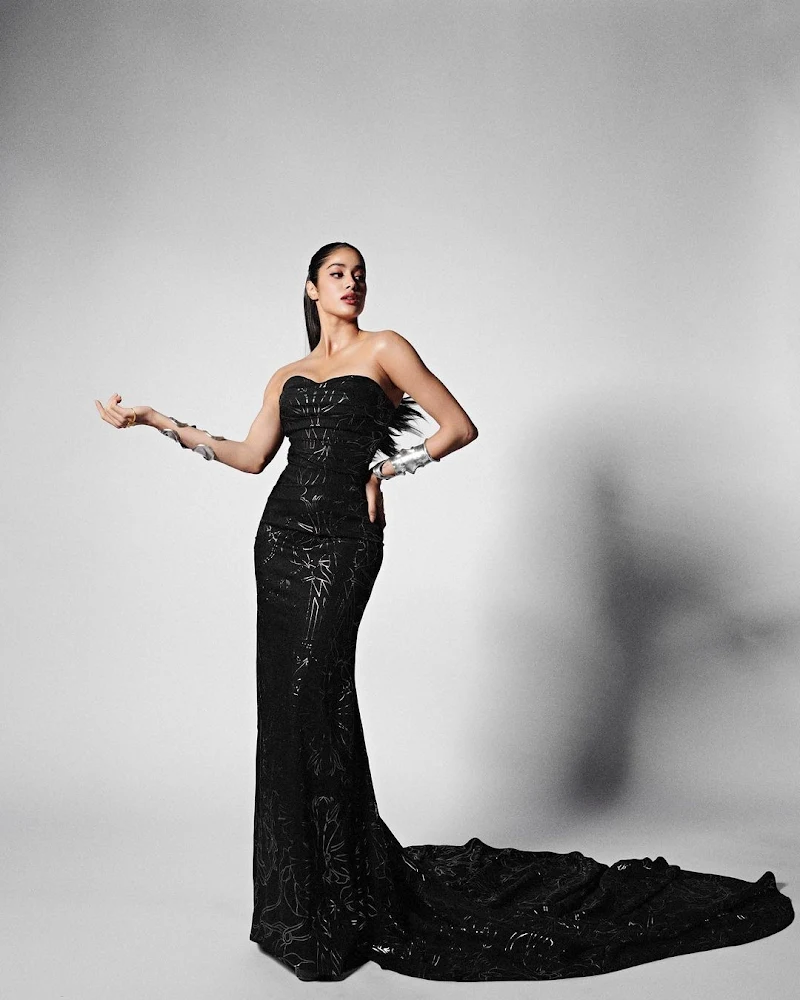 Janhvi Kapoor off shoulder black dress