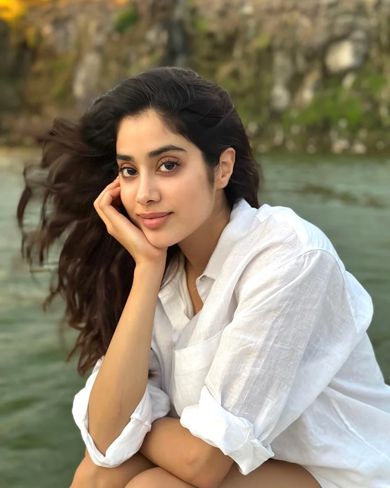 Janhvi Kapoor white shirt without pants actress Janhvi Kapoor white shirt without pants actress