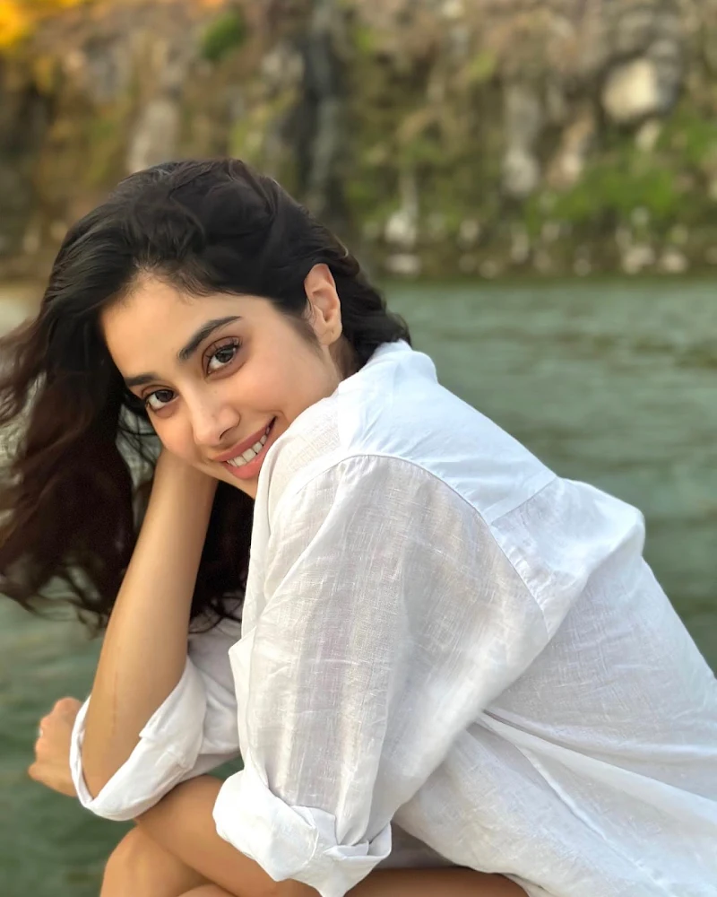 Janhvi Kapoor white shirt without pants actress Janhvi Kapoor white shirt without pants actress