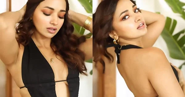 Jiya Shankar in backless short black dress makes fans crazy – watch video.