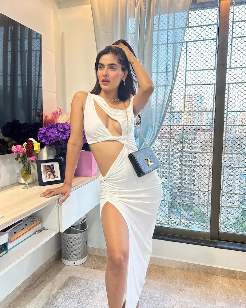 Karishma Sharma high slit white dress sexy legs Karishma Sharma high slit white dress sexy legs