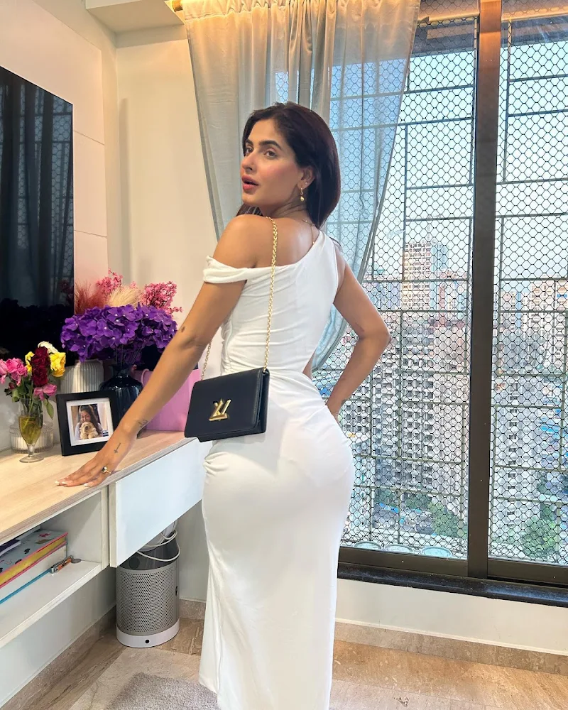 Karishma Sharma high slit white dress sexy legs Karishma Sharma high slit white dress sexy legs