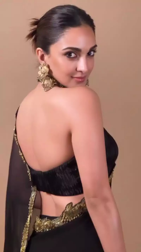 kiara advani backless black saree indian actress