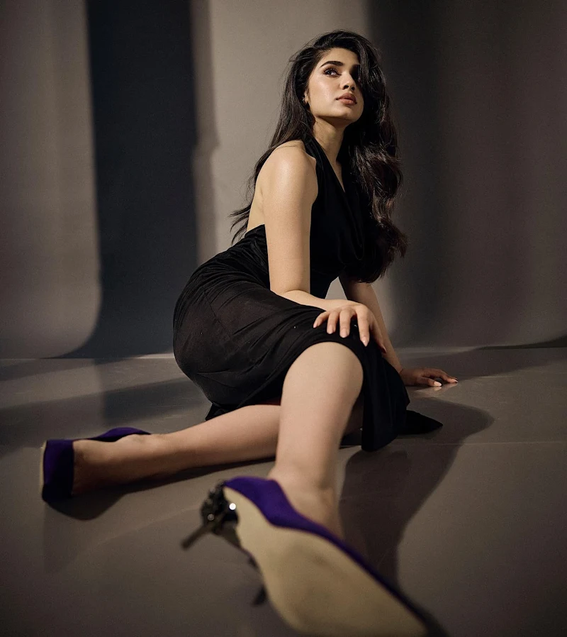 krithi shetty backless high slit black dress krithi shetty backless high slit black dress