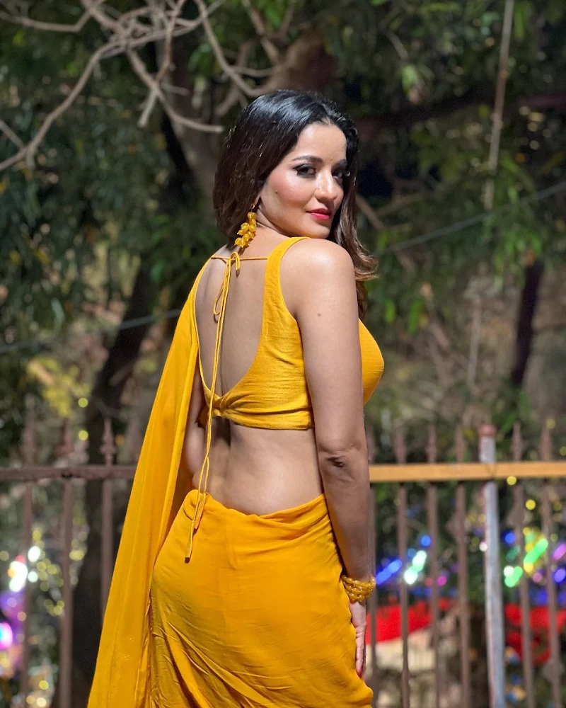 monalisa yellow saree backless blouse hot curvy actress monalisa yellow saree backless blouse hot curvy actress