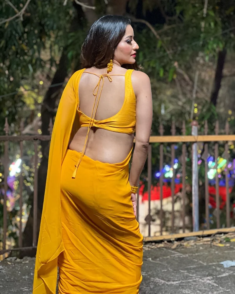 monalisa yellow saree backless blouse hot curvy actress monalisa yellow saree backless blouse hot curvy actress