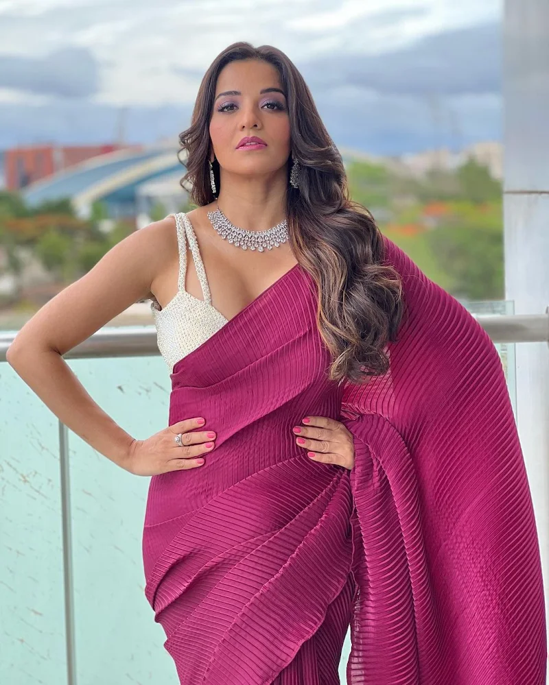 Monalisa saree cleavage curvy hot actress