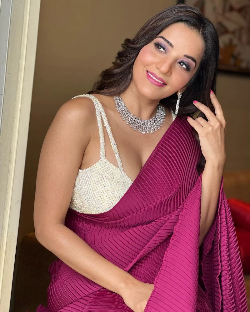 Monalisa saree cleavage curvy hot actress